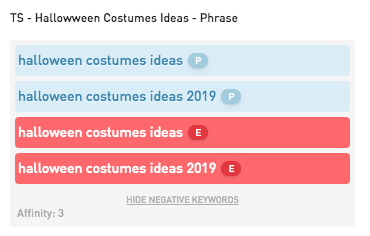 Single Match Type Adgroups
